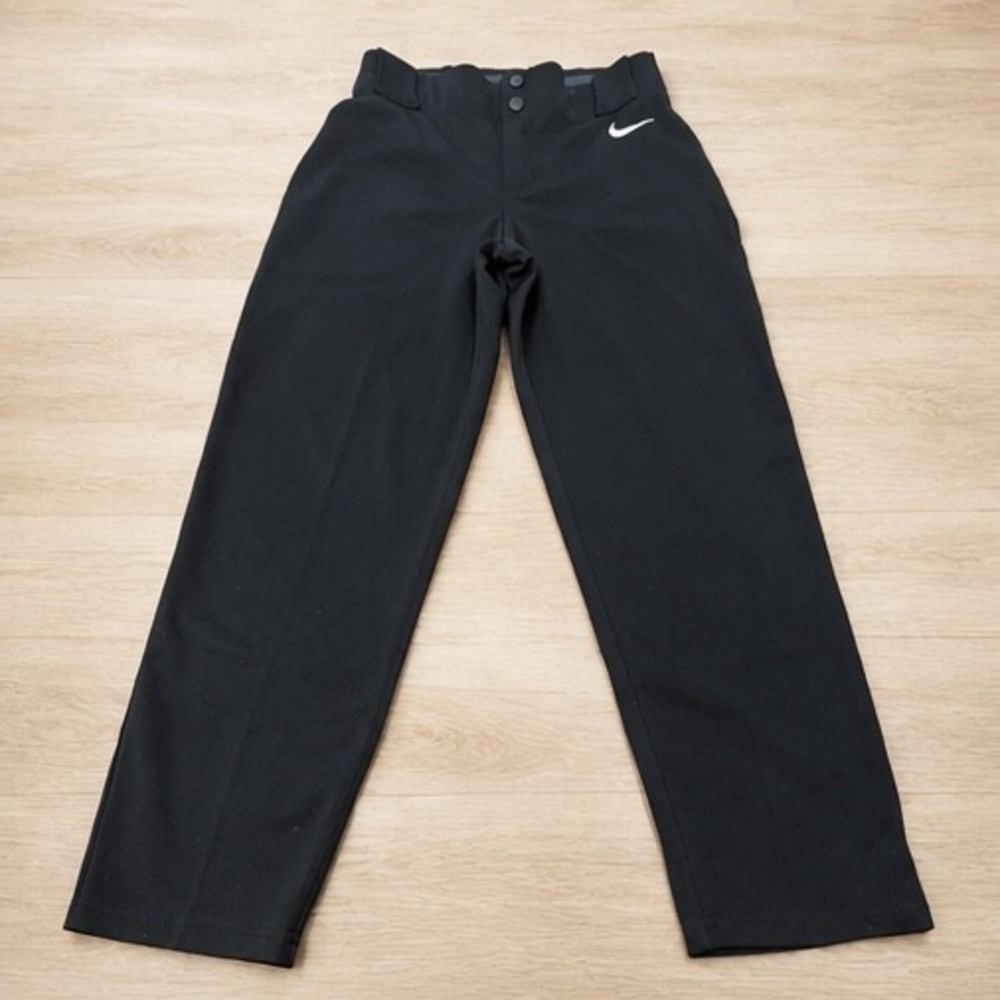 Nike Boys Baseball Pants Black Athletic Swoosh Logo Double Snap Waist Kids‎ - Picture 4 of 9